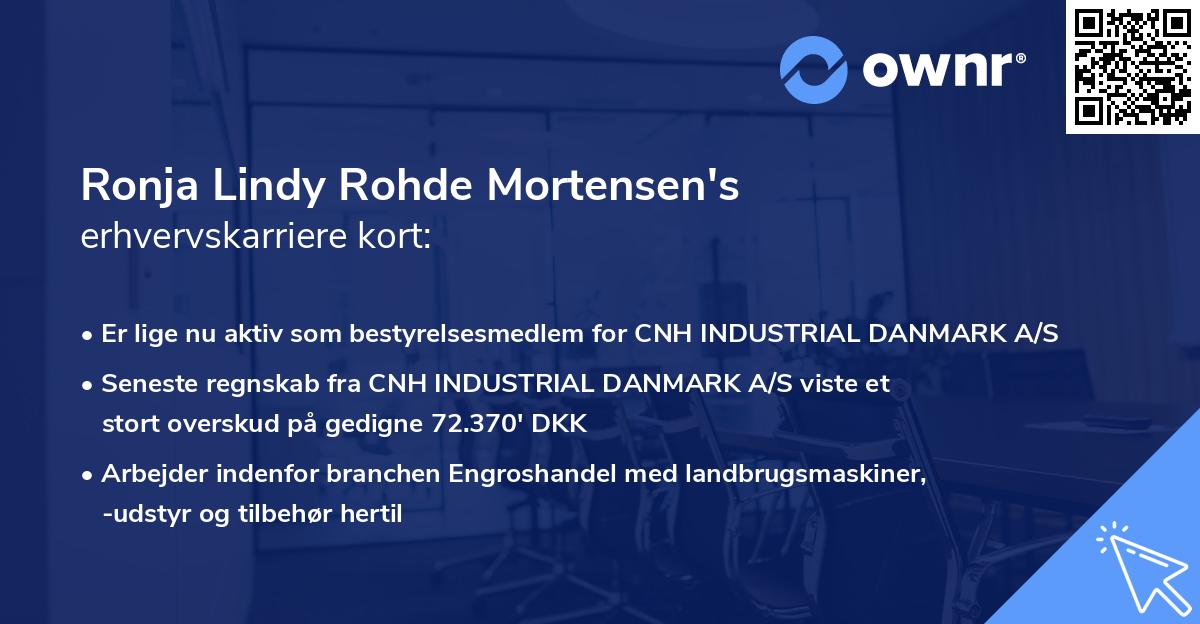 Ronja Lindy Rohde Mortensen's erhvervskarriere kort