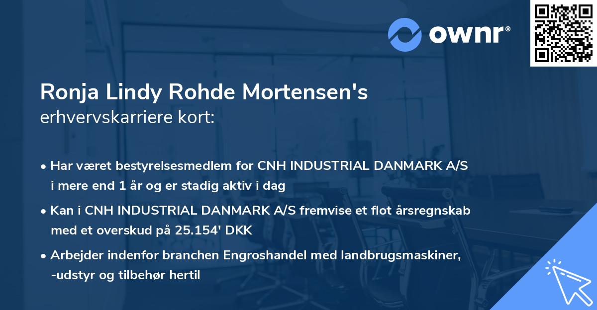 Ronja Lindy Rohde Mortensen's erhvervskarriere kort