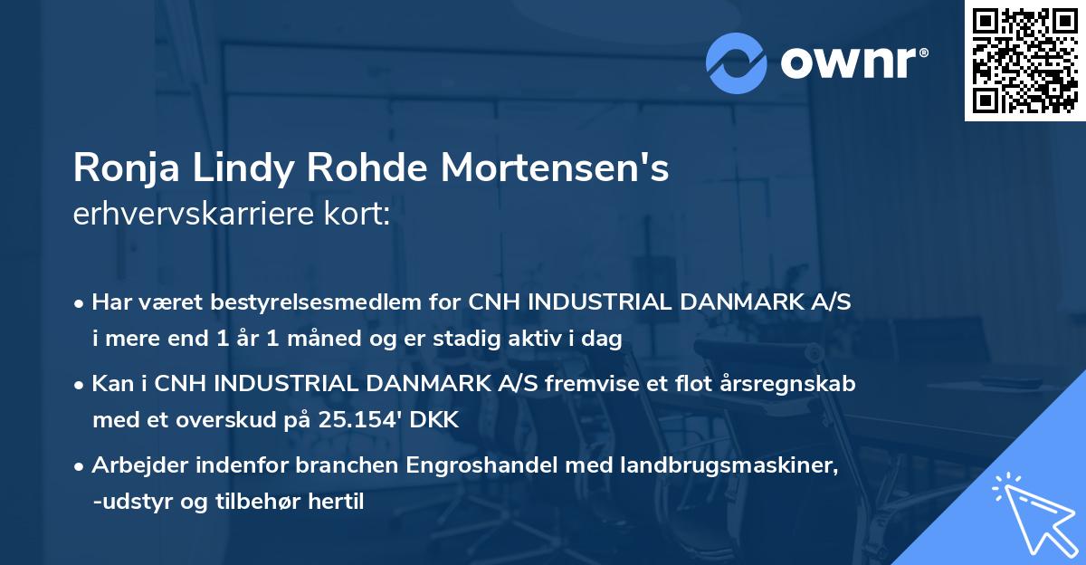 Ronja Lindy Rohde Mortensen's erhvervskarriere kort