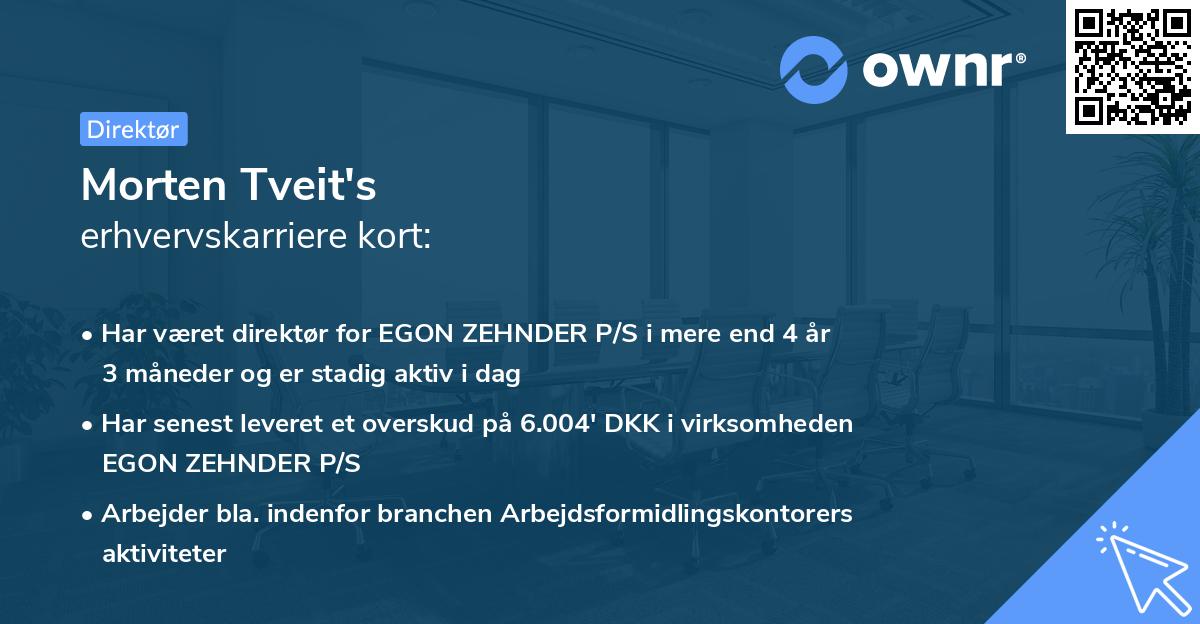 Morten Tveit's erhvervskarriere kort