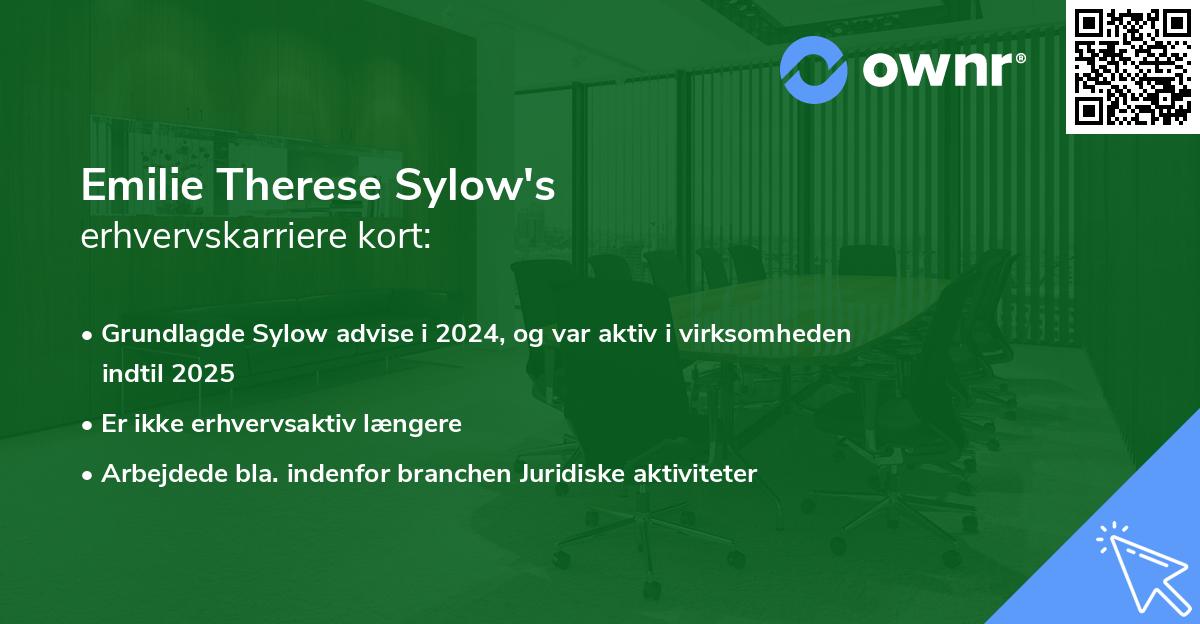 Emilie Therese Sylow's erhvervskarriere kort