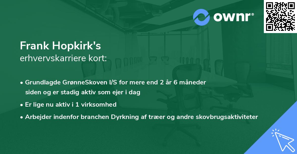 Frank Hopkirk's erhvervskarriere kort