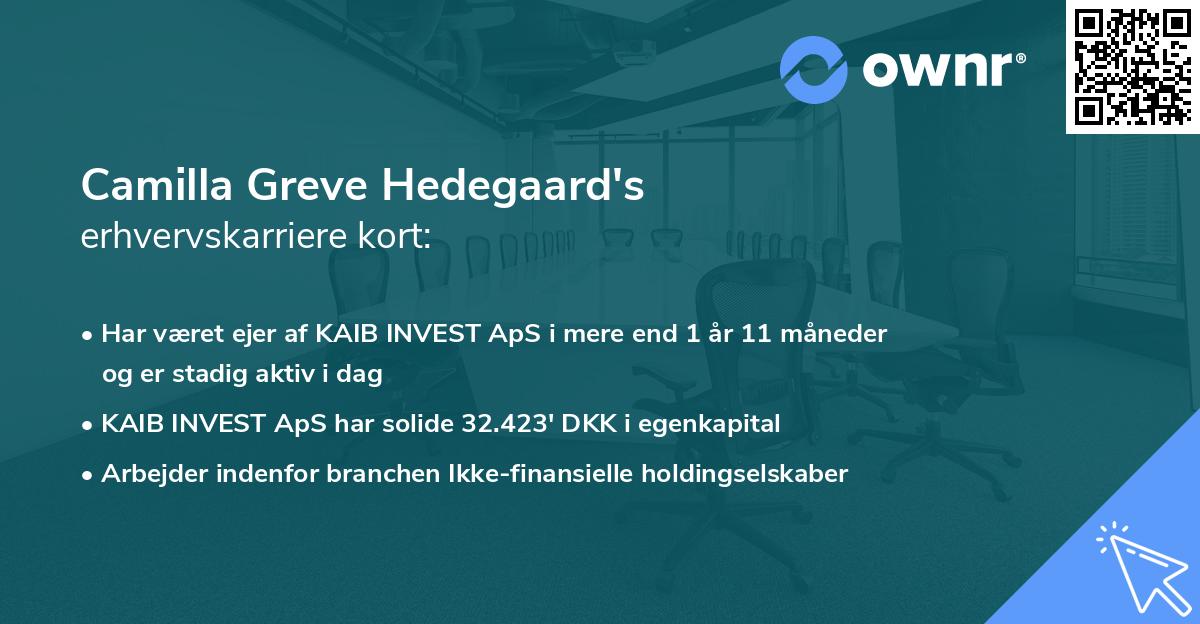 Camilla Greve Hedegaard's erhvervskarriere kort