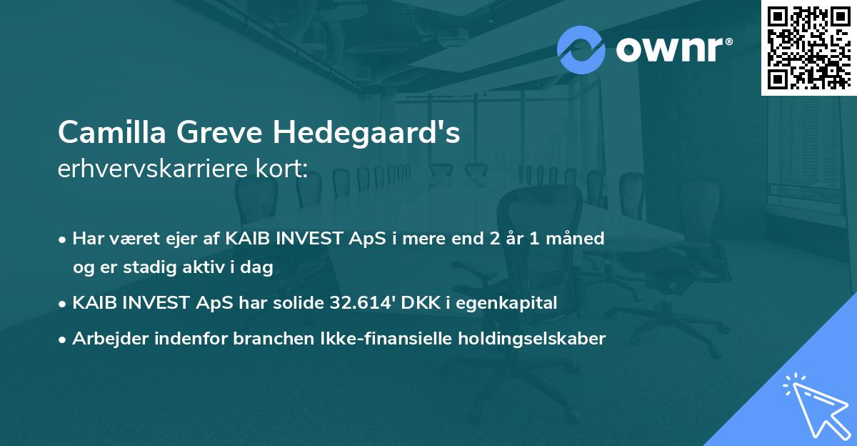 Camilla Greve Hedegaard's erhvervskarriere kort