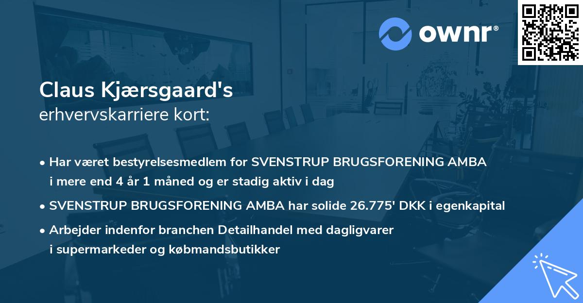 Claus Kjærsgaard's erhvervskarriere kort