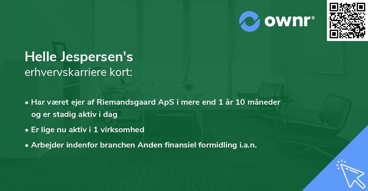 Helle Jespersen's erhvervskarriere kort