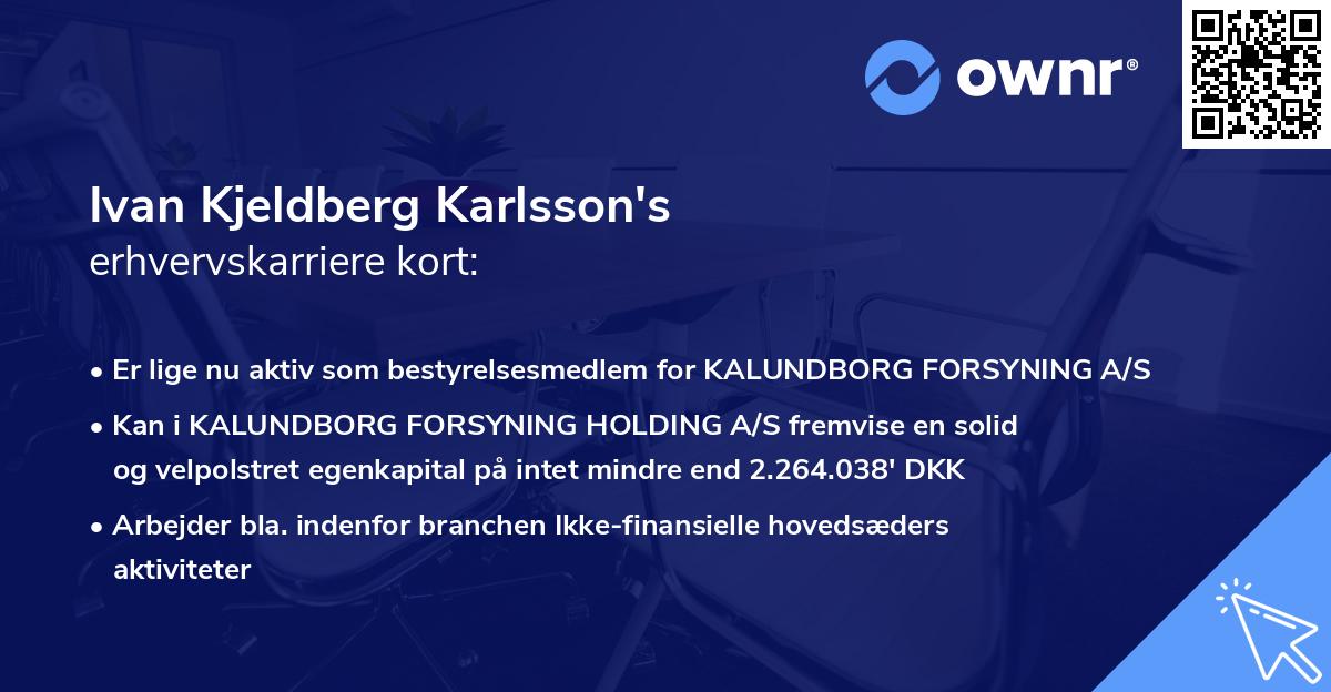 Ivan Kjeldberg Karlsson's erhvervskarriere kort