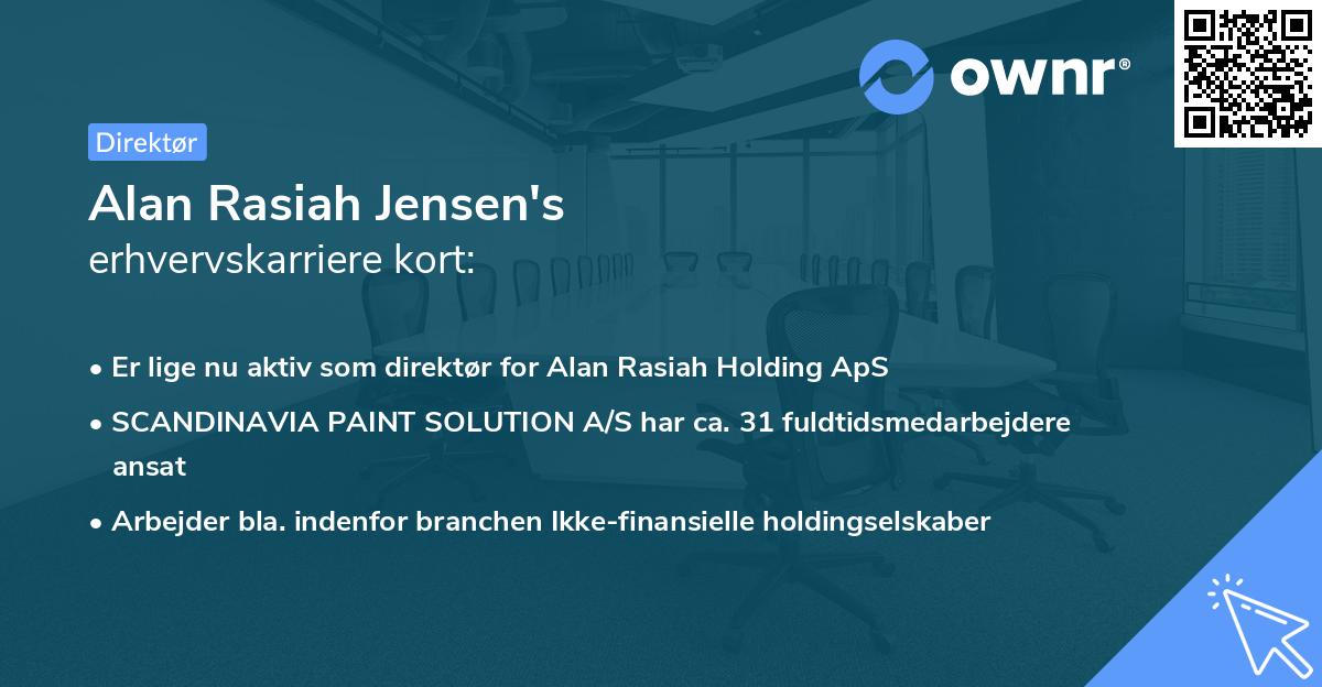 Alan Rasiah Jensen's erhvervskarriere kort