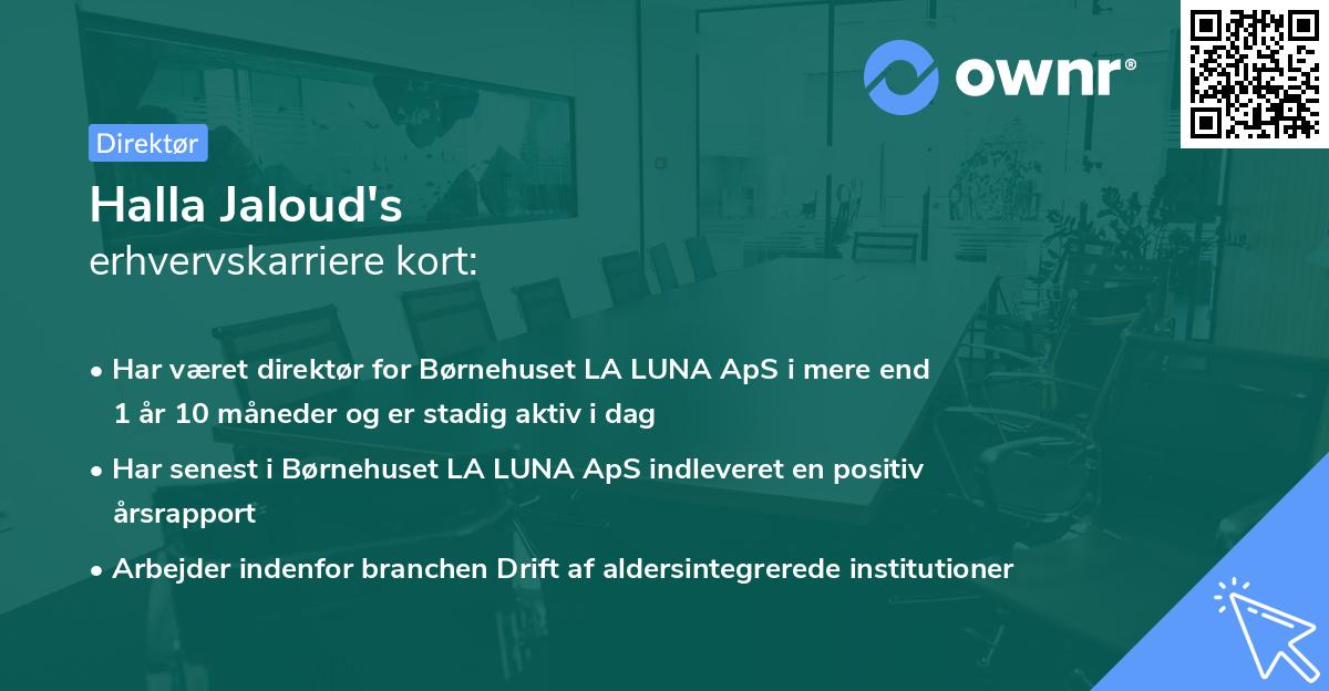Halla Jaloud's erhvervskarriere kort