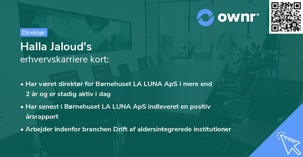 Halla Jaloud's erhvervskarriere kort