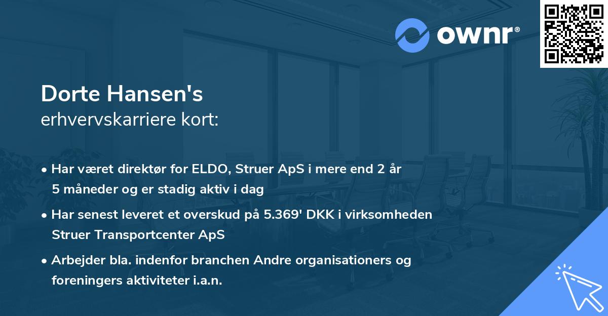 Dorte Hansen's erhvervskarriere kort