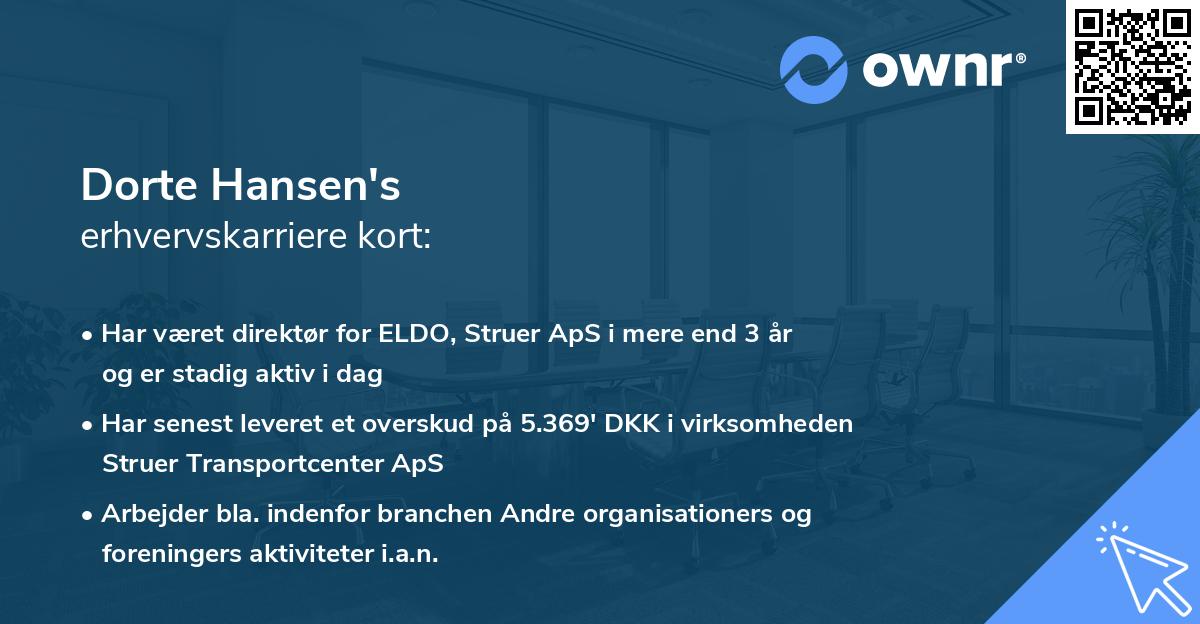Dorte Hansen's erhvervskarriere kort