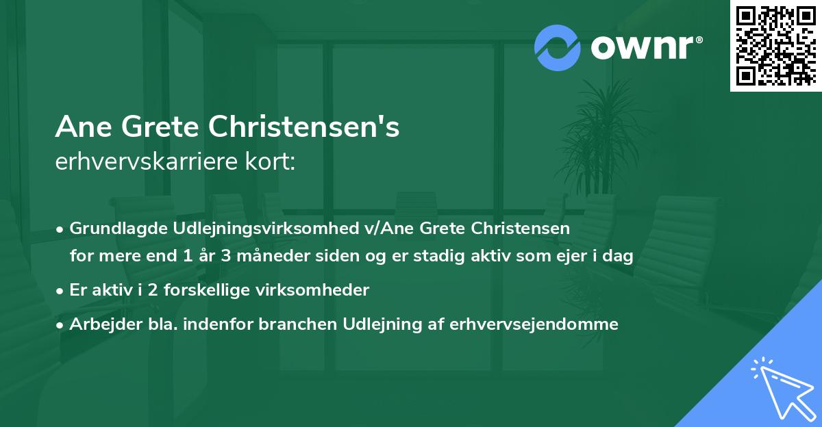 Ane Grete Christensen's erhvervskarriere kort