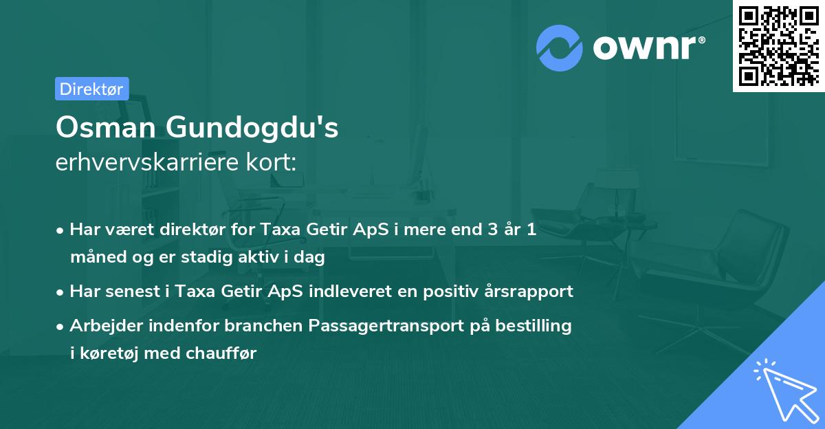 Osman Gundogdu's erhvervskarriere kort