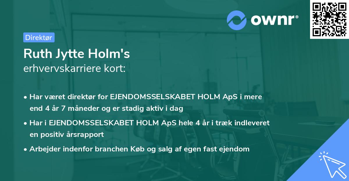 Ruth Jytte Holm's erhvervskarriere kort