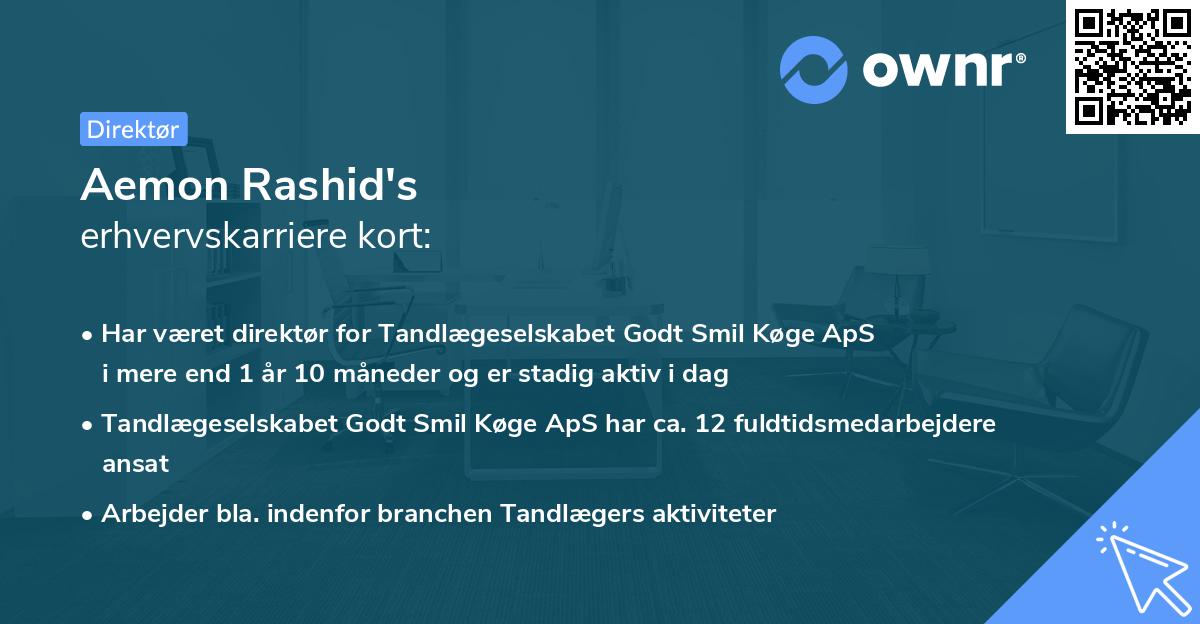 Aemon Rashid's erhvervskarriere kort