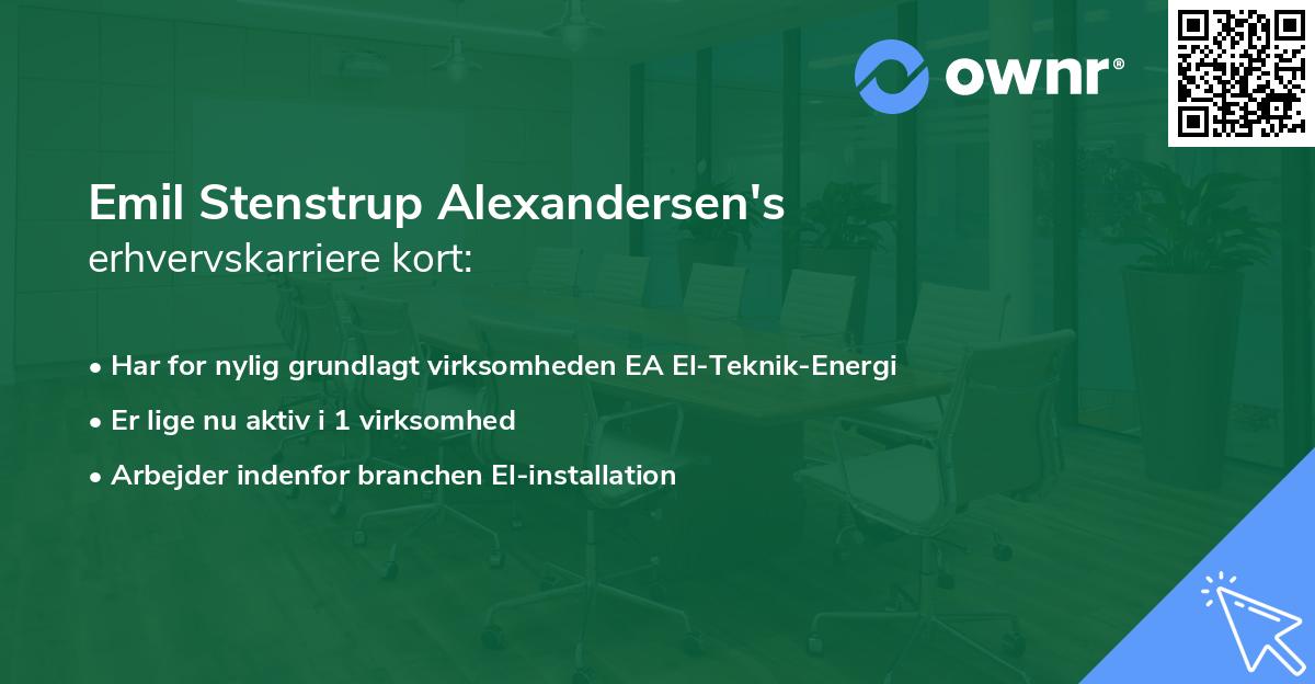 Emil Stenstrup Alexandersen's erhvervskarriere kort