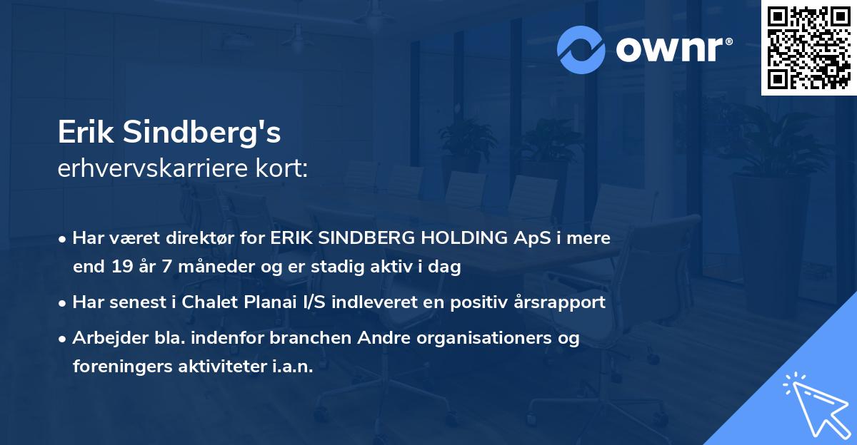 Erik Sindberg's erhvervskarriere kort