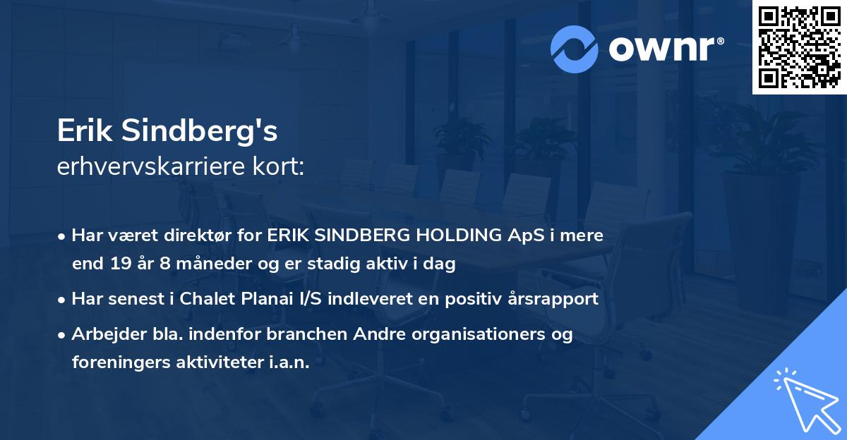 Erik Sindberg's erhvervskarriere kort