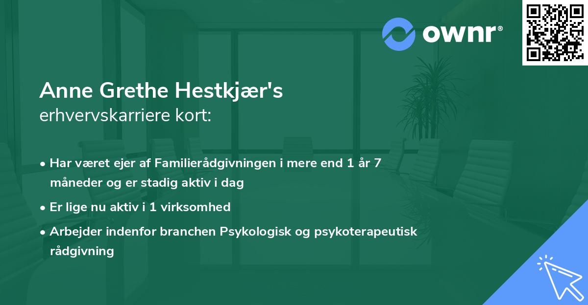 Anne Grethe Hestkjær's erhvervskarriere kort