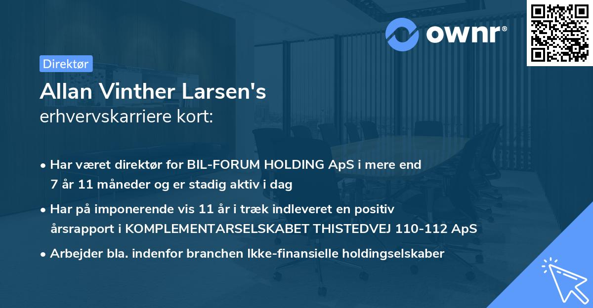 Allan Vinther Larsen's erhvervskarriere kort