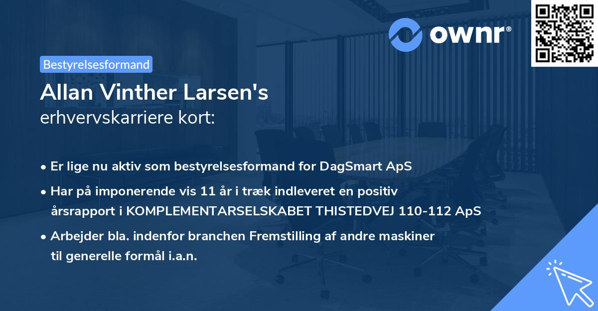 Allan Vinther Larsen's erhvervskarriere kort