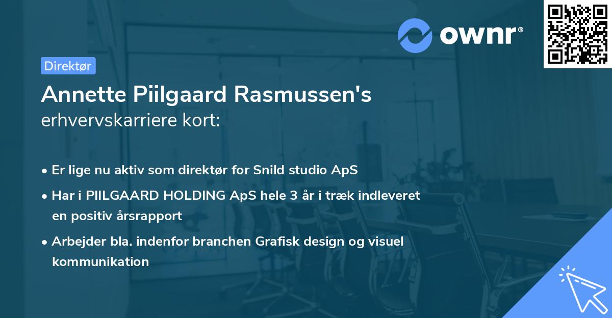 Annette Piilgaard Rasmussen's erhvervskarriere kort