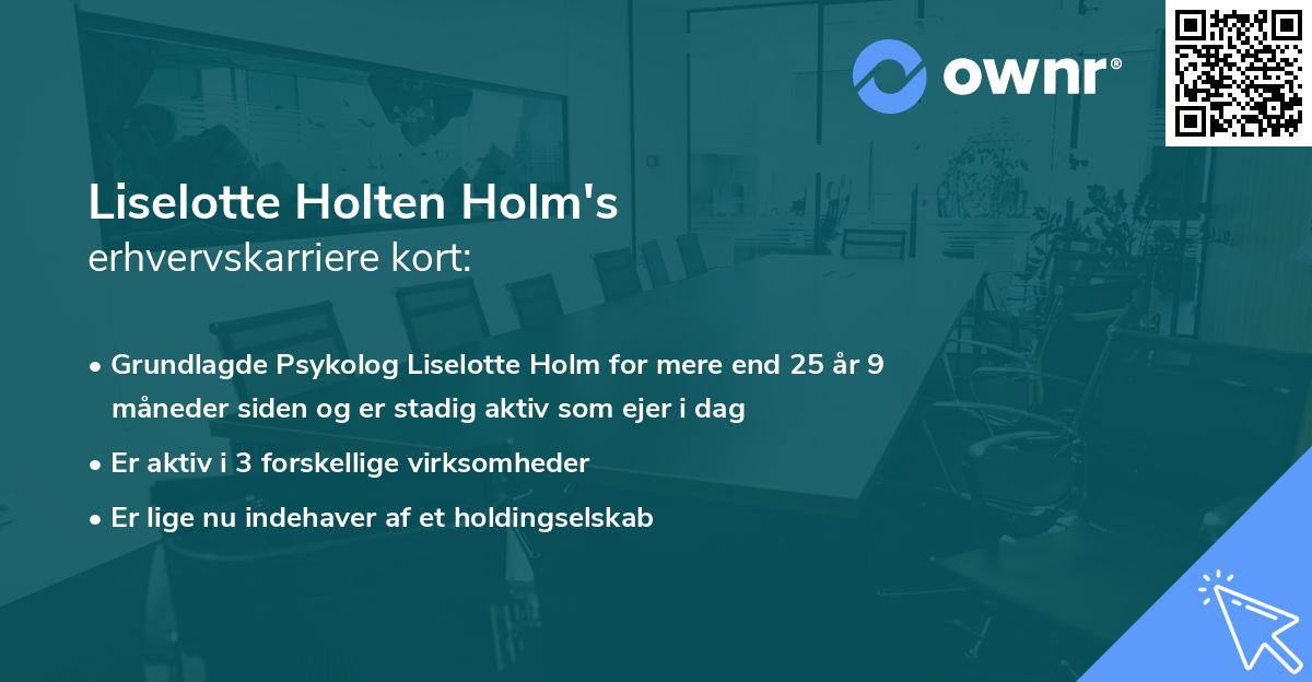 Liselotte Holten Holm's erhvervskarriere kort