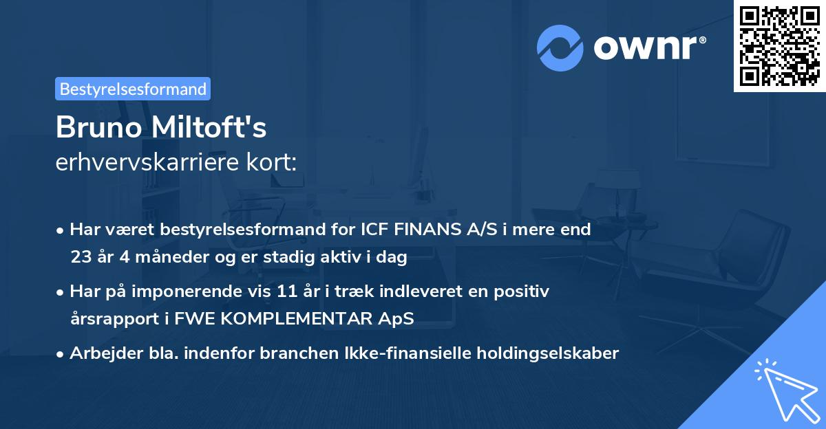 Bruno Miltoft's erhvervskarriere kort