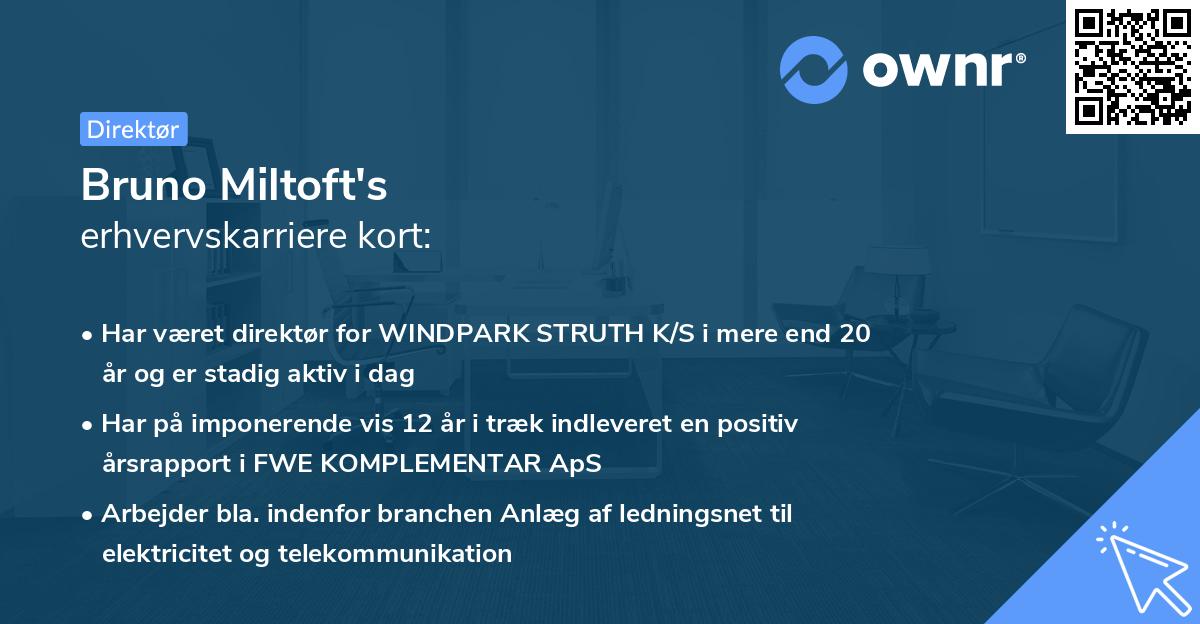 Bruno Miltoft's erhvervskarriere kort