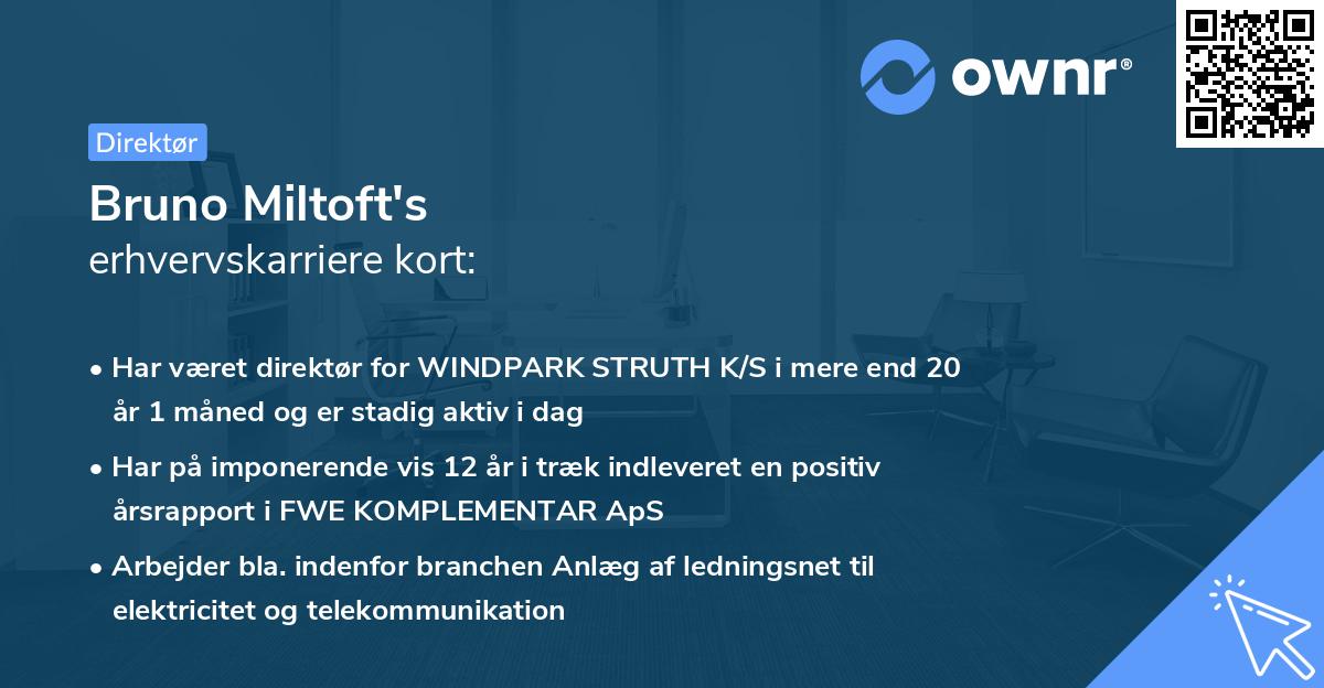 Bruno Miltoft's erhvervskarriere kort