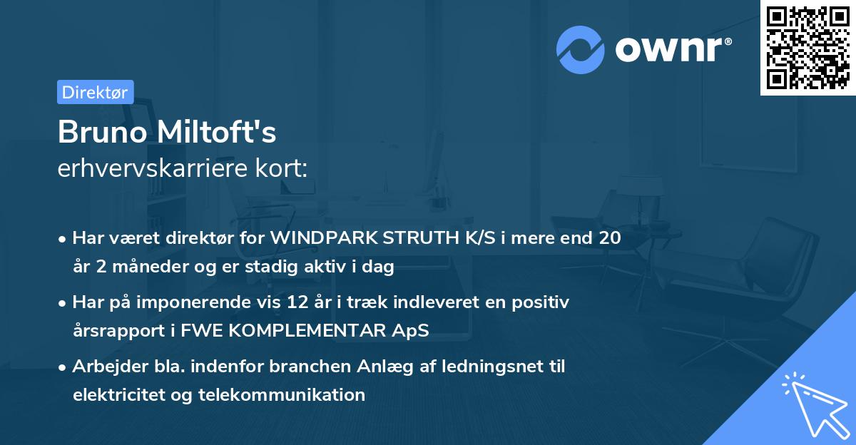 Bruno Miltoft's erhvervskarriere kort