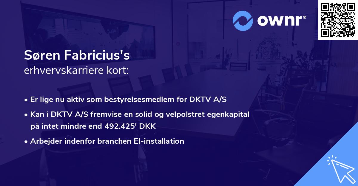 Søren Fabricius's erhvervskarriere kort