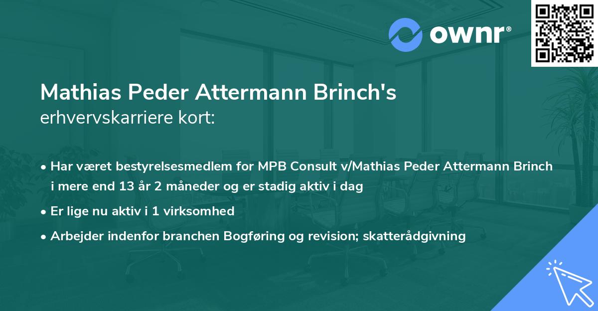 Mathias Peder Attermann Brinch's erhvervskarriere kort