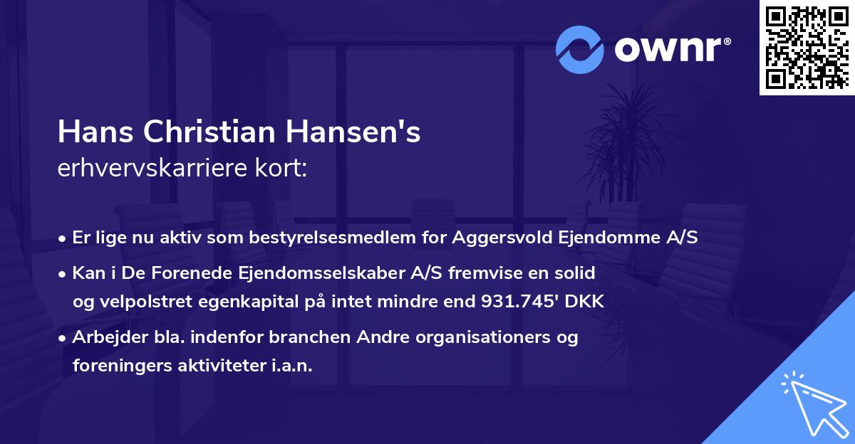 Hans Christian Hansen's erhvervskarriere kort
