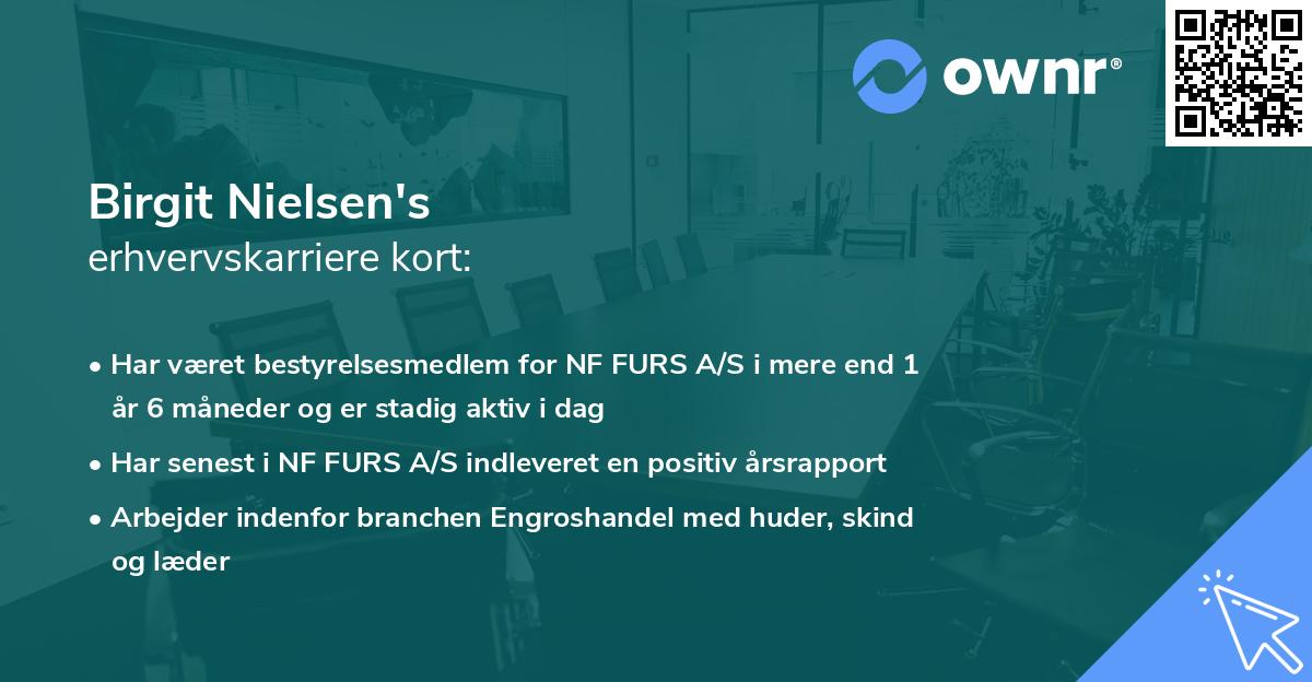 Birgit Nielsen's erhvervskarriere kort