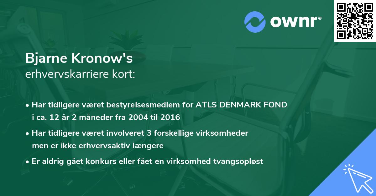 Bjarne Kronow's erhvervskarriere kort