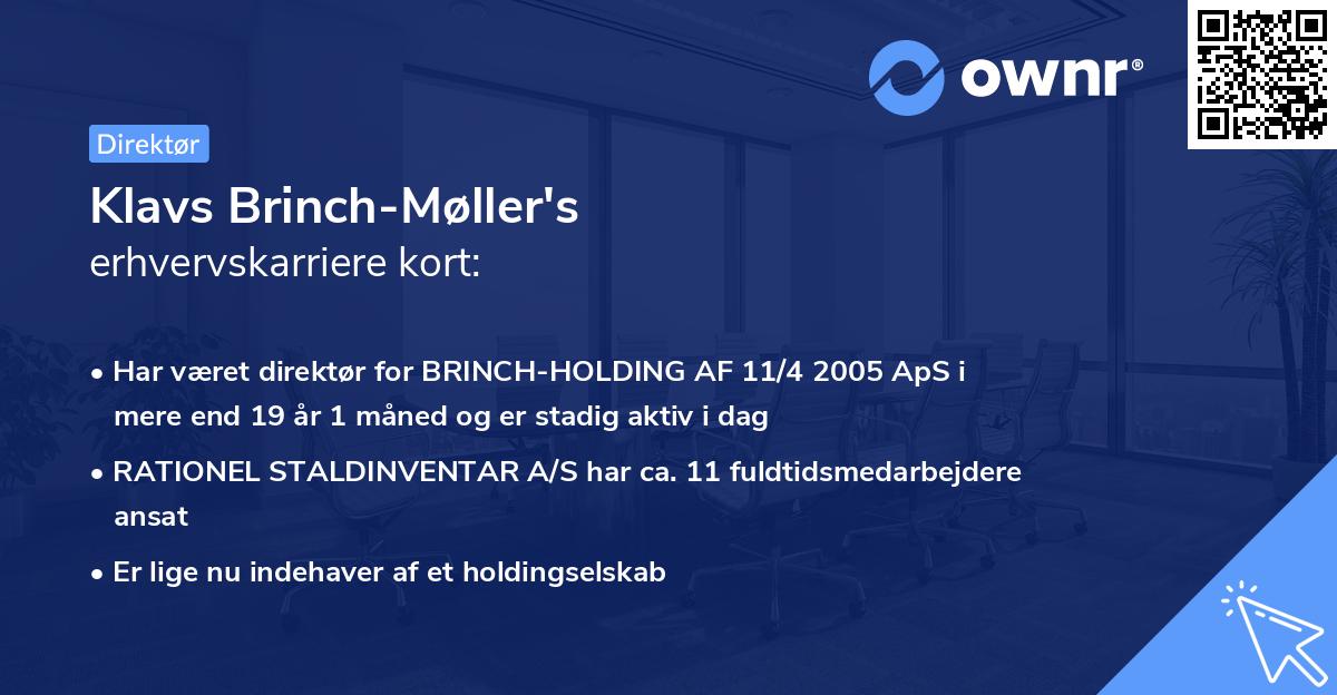 Klavs Brinch-Møller's erhvervskarriere kort