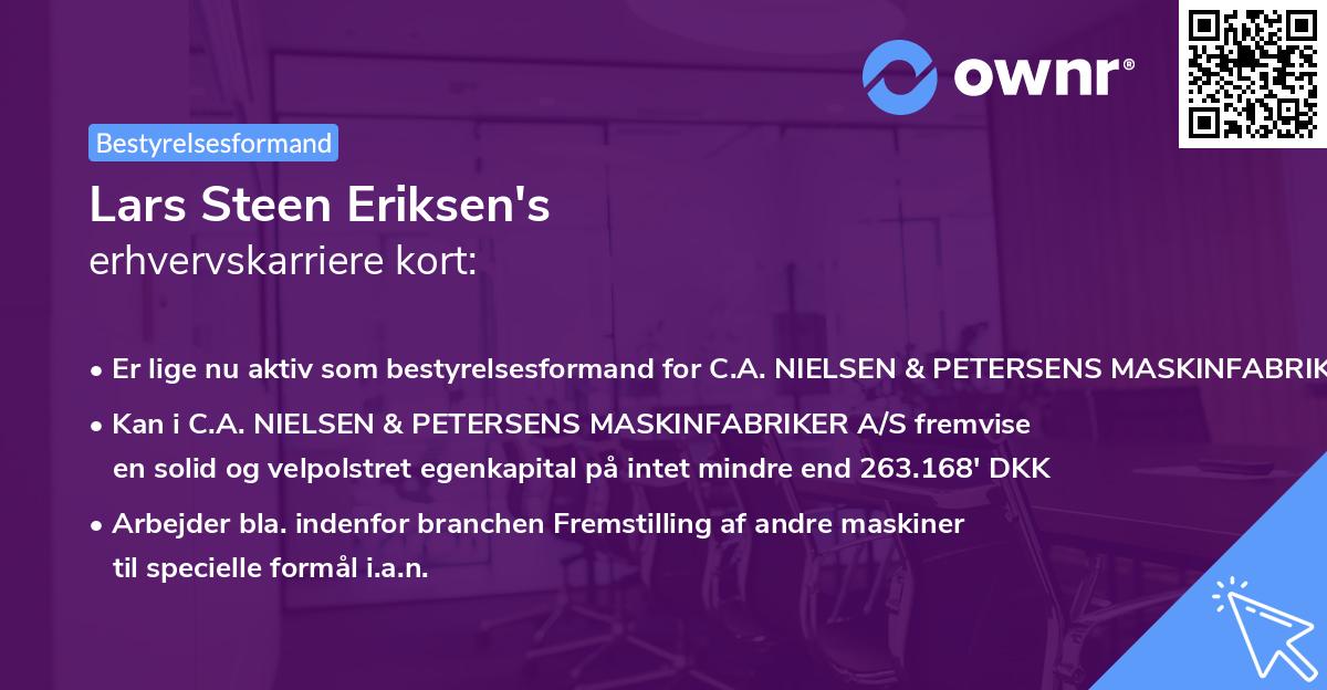 Lars Steen Eriksen's erhvervskarriere kort