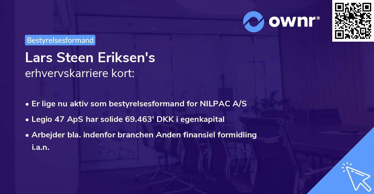 Lars Steen Eriksen's erhvervskarriere kort