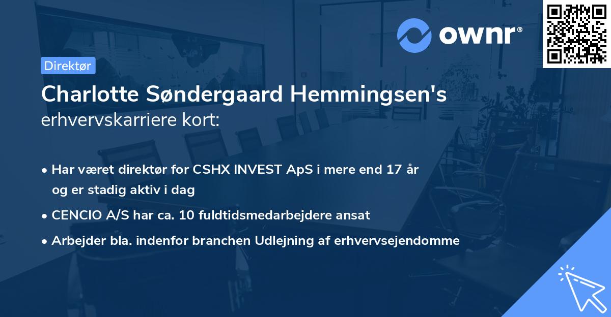 Charlotte Søndergaard Hemmingsen's erhvervskarriere kort