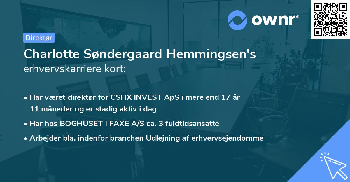 Charlotte Søndergaard Hemmingsen's erhvervskarriere kort