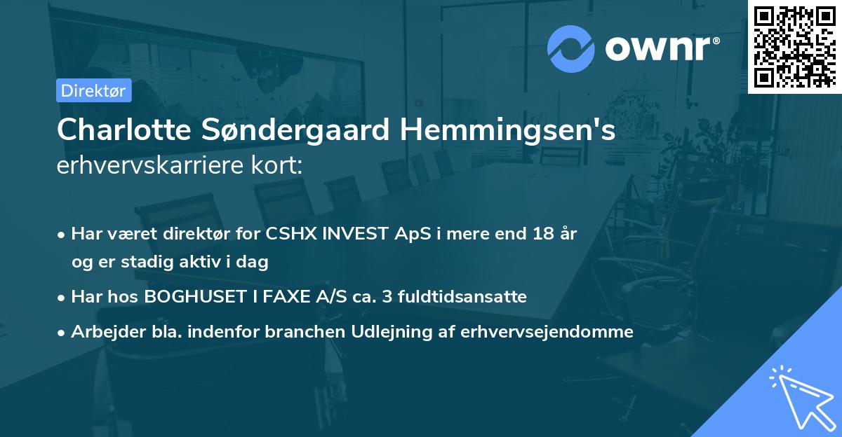 Charlotte Søndergaard Hemmingsen's erhvervskarriere kort