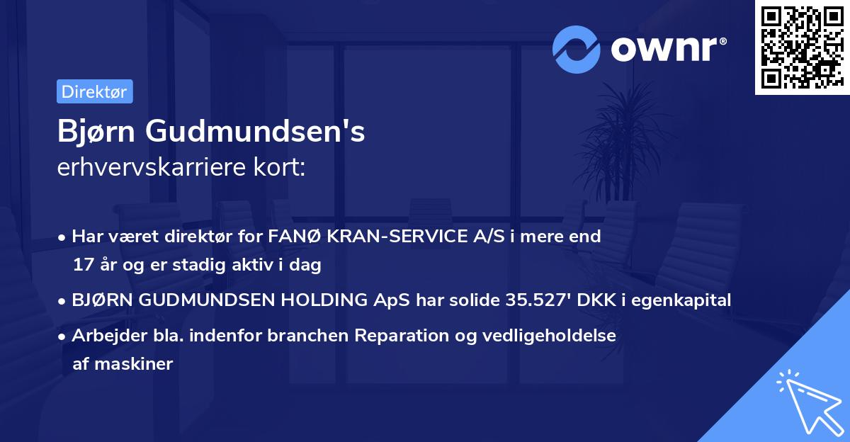 Bjørn Gudmundsen's erhvervskarriere kort