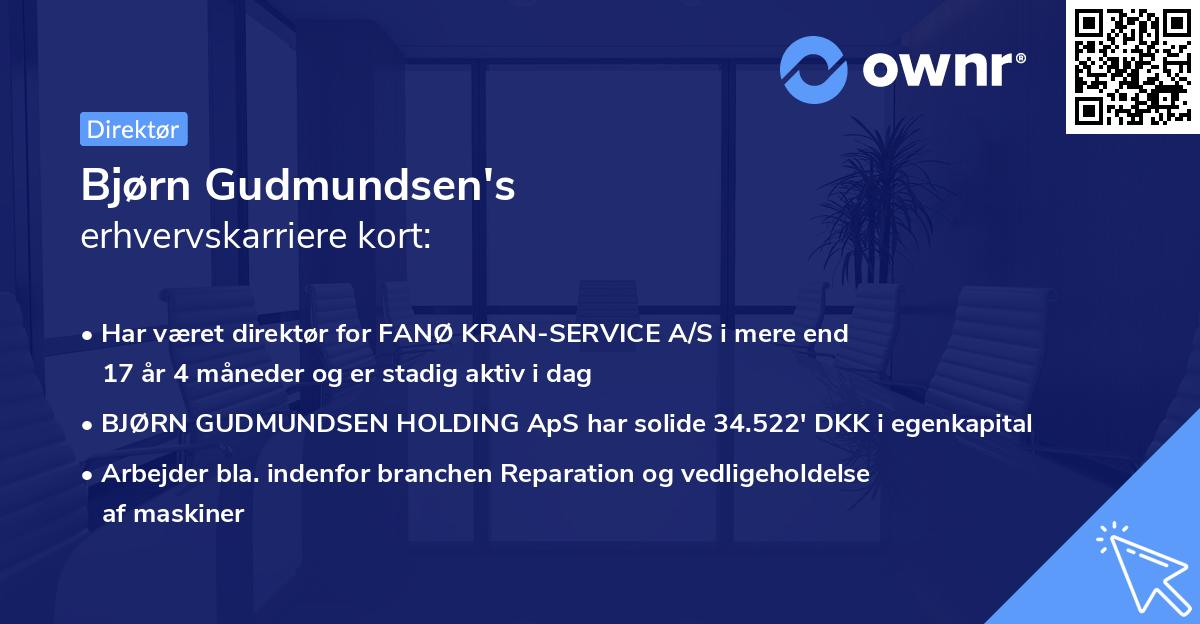 Bjørn Gudmundsen's erhvervskarriere kort