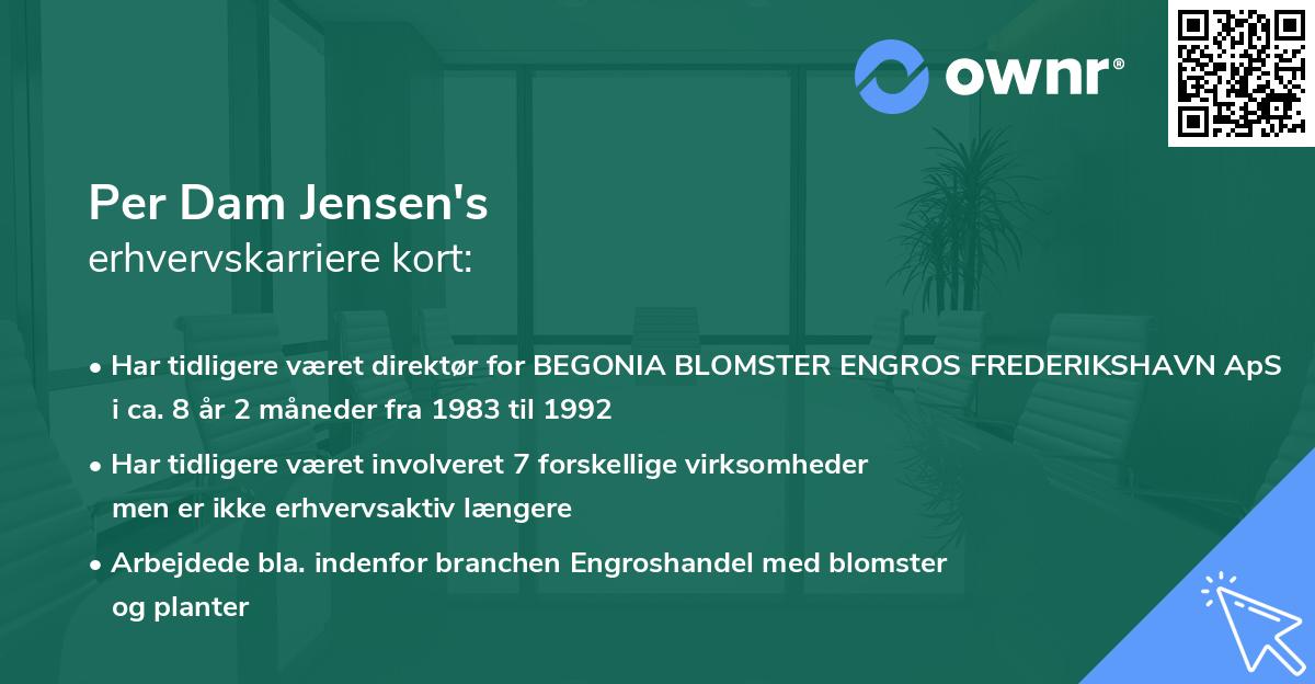 Per Dam Jensen's erhvervskarriere kort