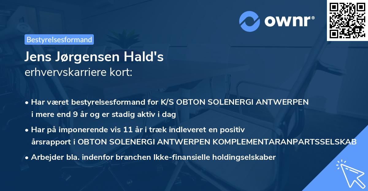 Jens Jørgensen Hald's erhvervskarriere kort