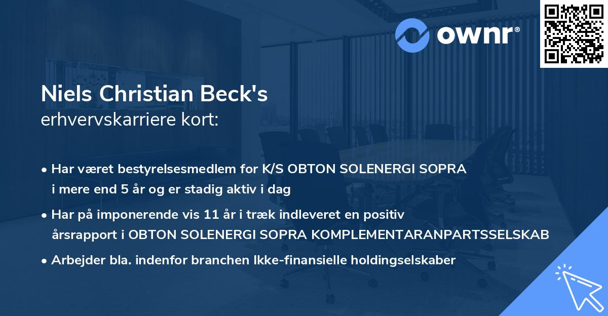 Niels Christian Beck's erhvervskarriere kort