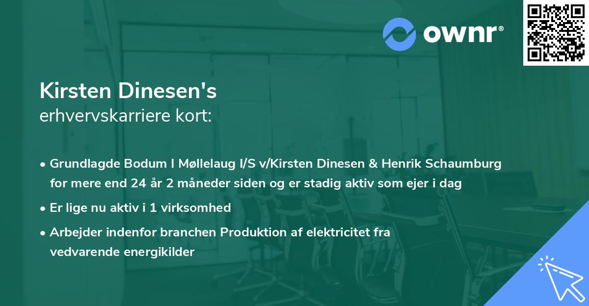 Kirsten Dinesen's erhvervskarriere kort