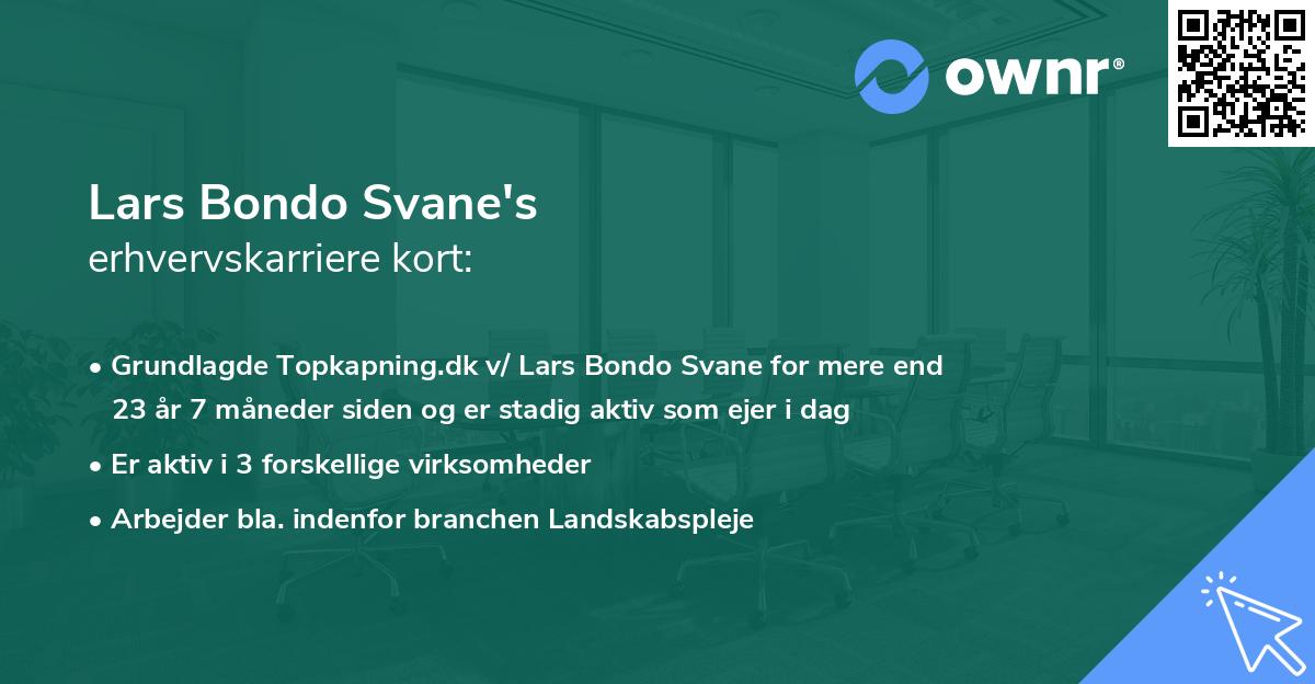 Lars Bondo Svane's erhvervskarriere kort